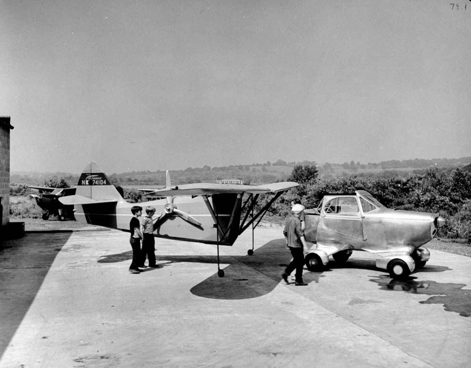 The Airphibian which converted from car to plane. The car backed into the fuselage, and the propeller fastened to nose. 1948.