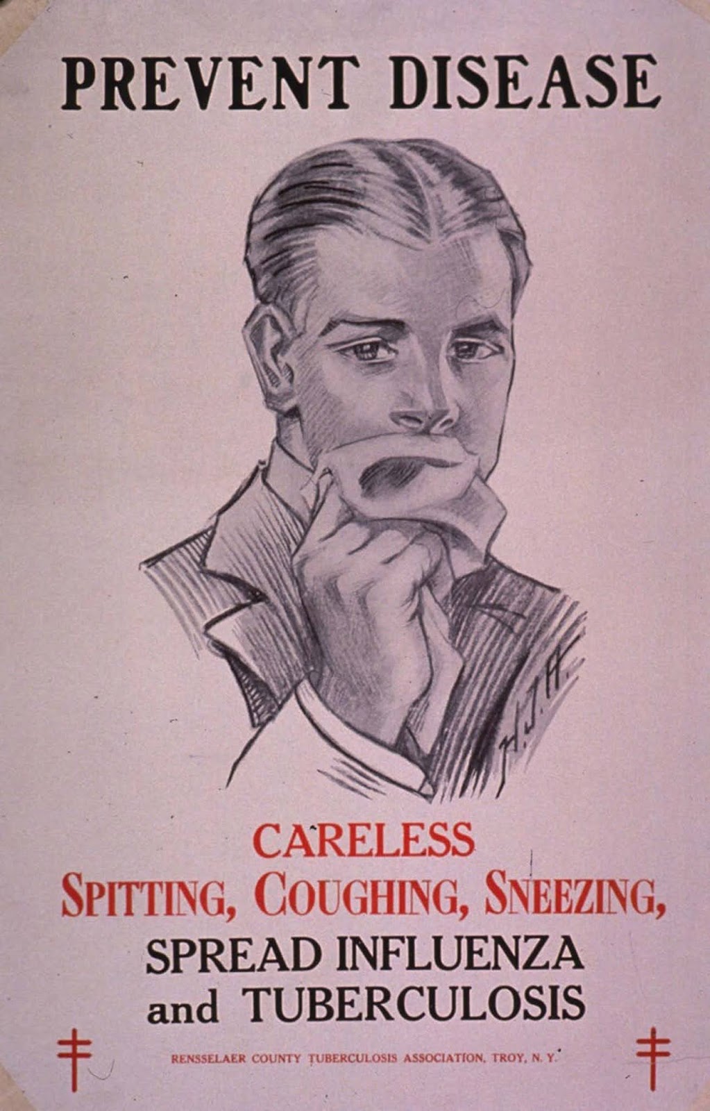 A poster distributed by Rennsselaer County Tuberculosis Association in New York in 1918.
