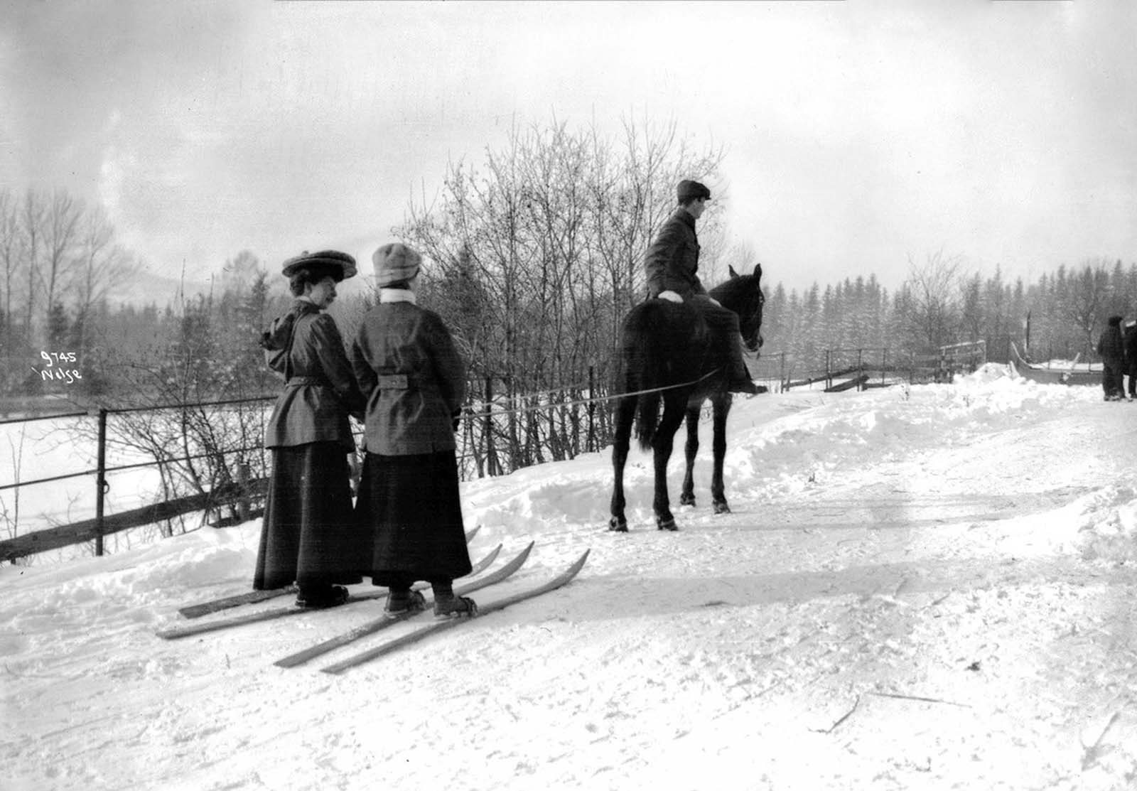 Skijoring in Norway, 1909.