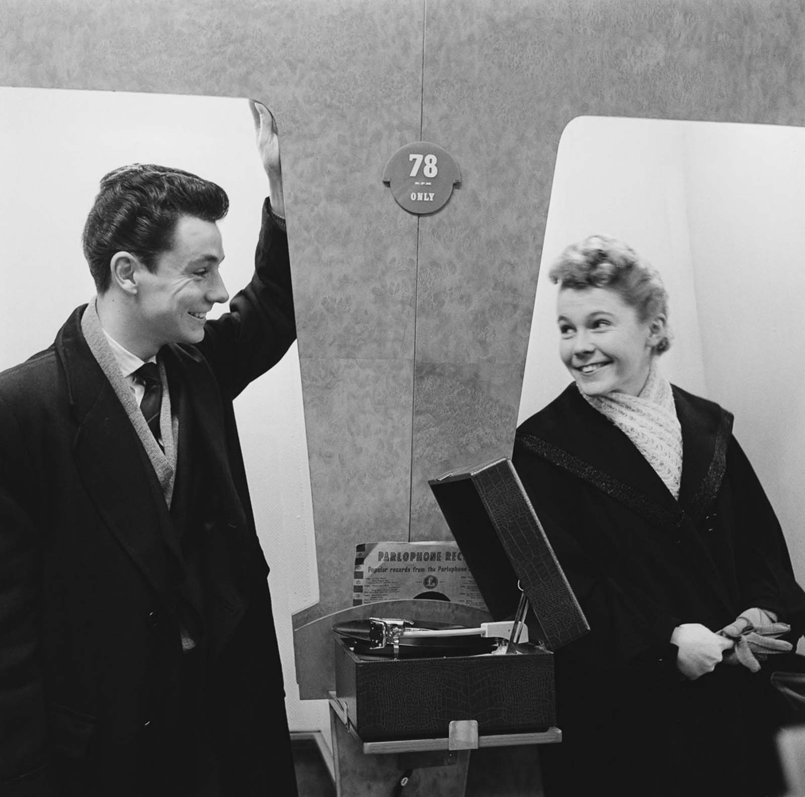 Two neighboring booths. 1955.