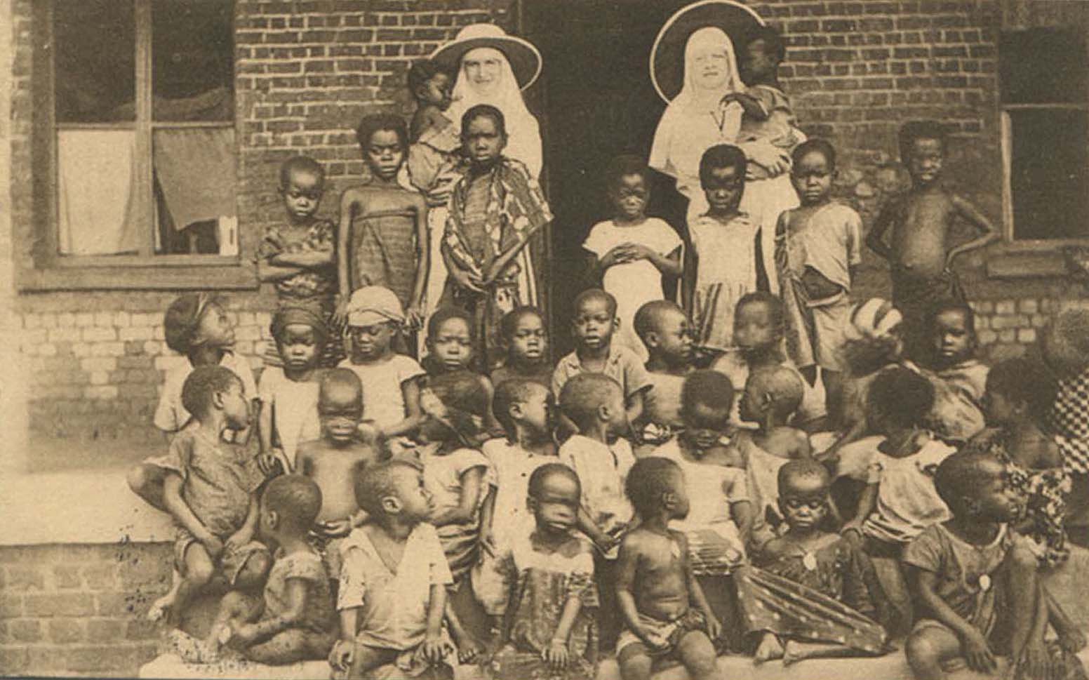  Belgian postcard of a missionary orphanage in Congo.