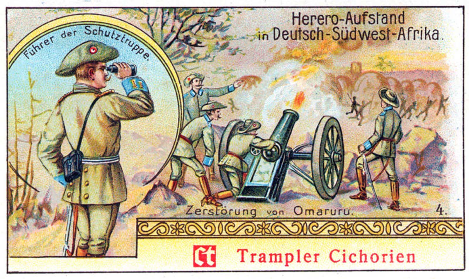The German postcard titled the “Herero-rebellion in German-Southwest-Africa.”
