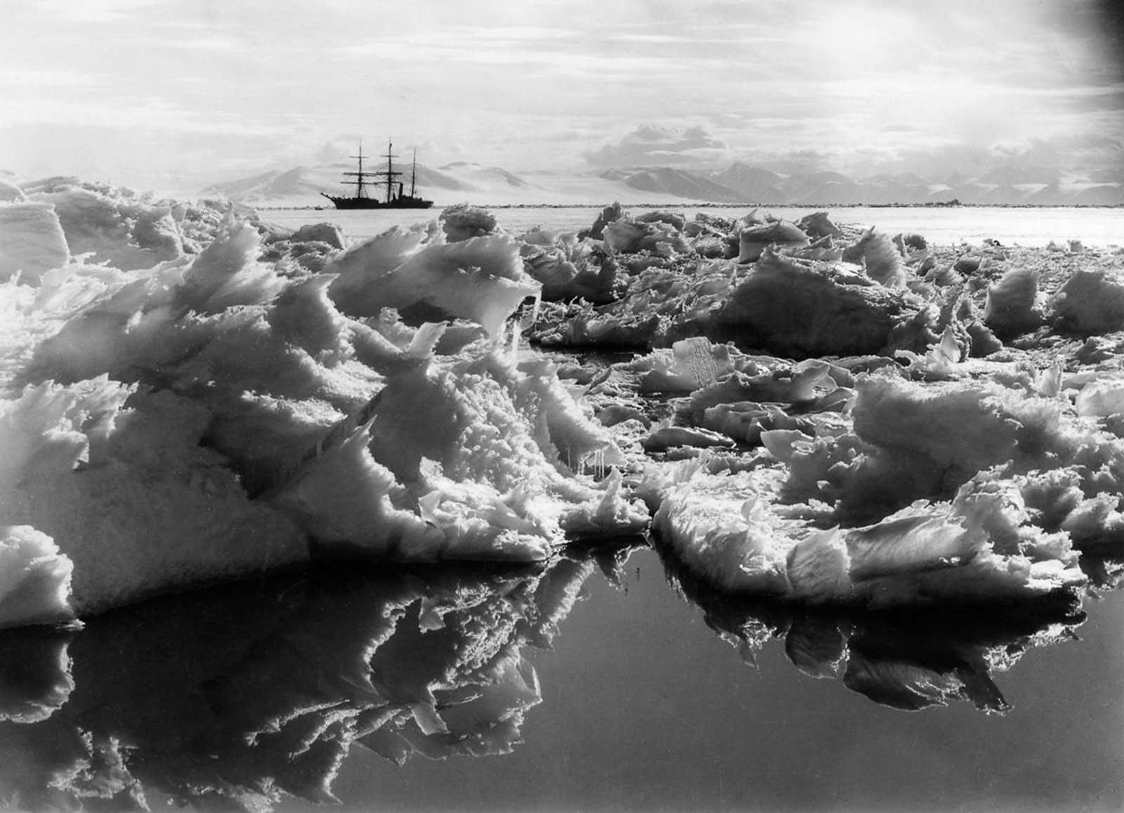 The Terra Nova anchored in McMurdo Sound. 1911.