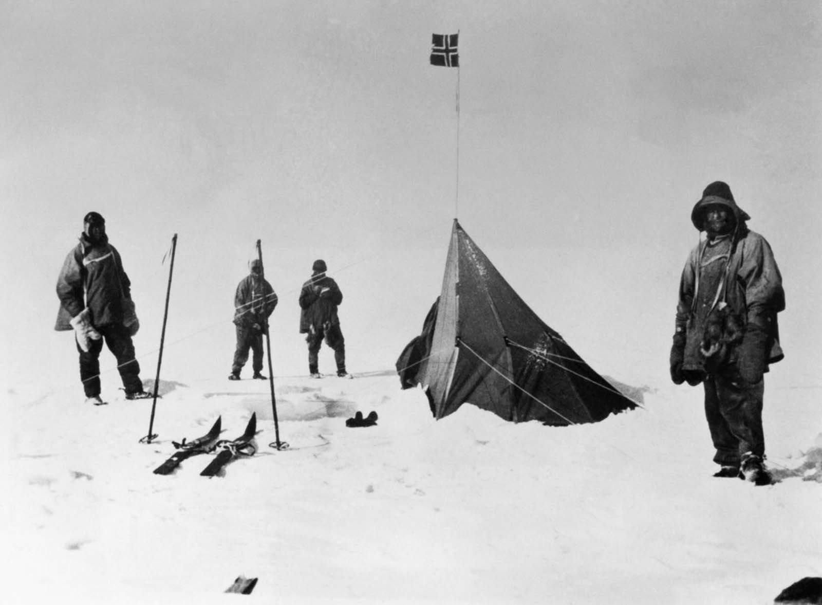 Capt. Scott and the polar party discover a tent left behind by Amundsen, who had reached the South Pole a month earlier. January 18, 1912.