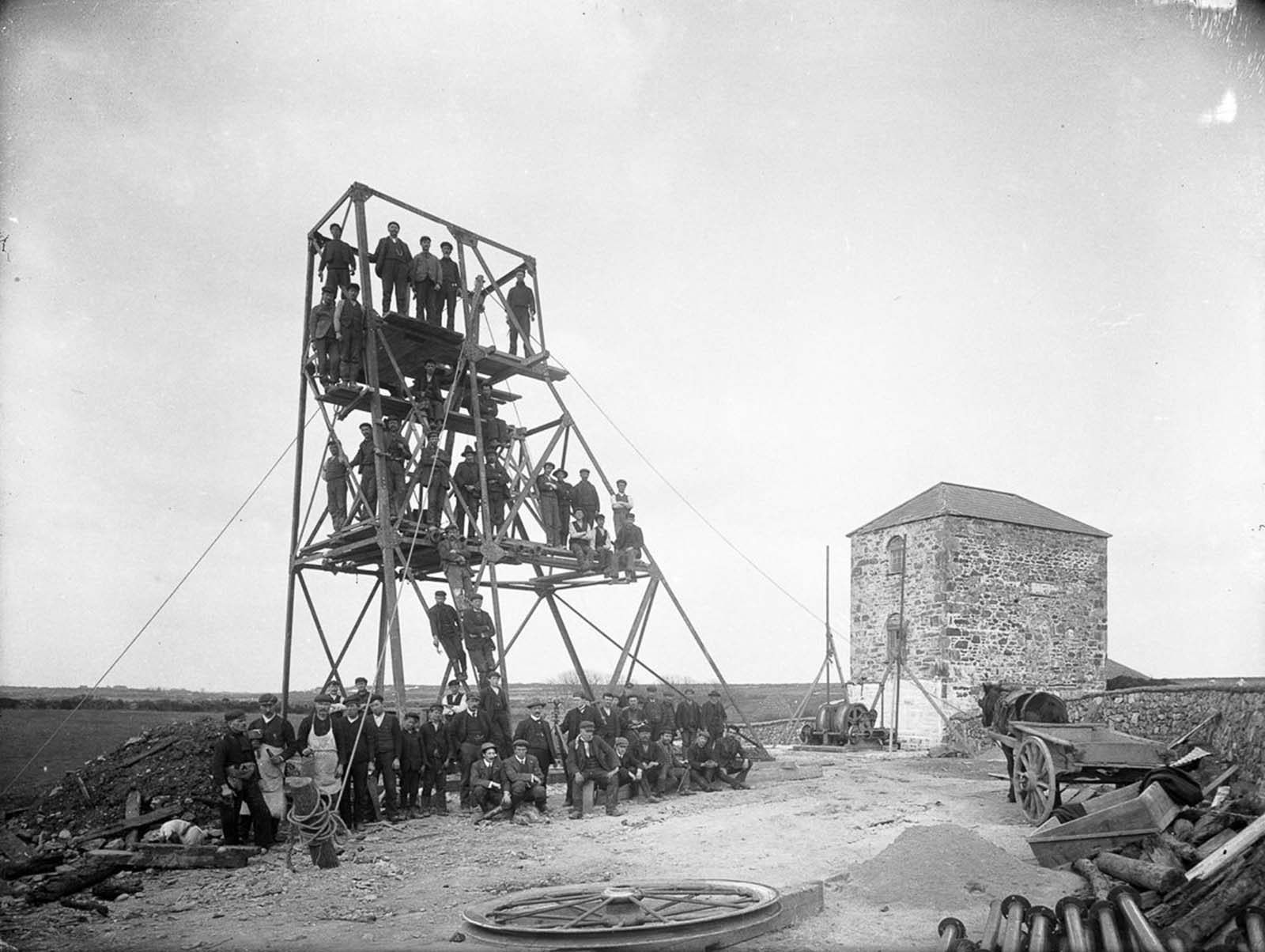 Workers at a mine in Knockmahon, County Waterford. 1906.