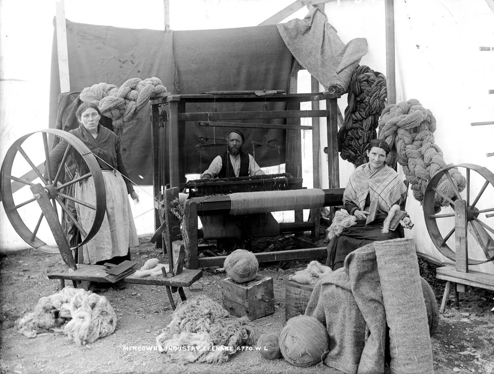 A wool operation in Leenane, County Galway. 1910.