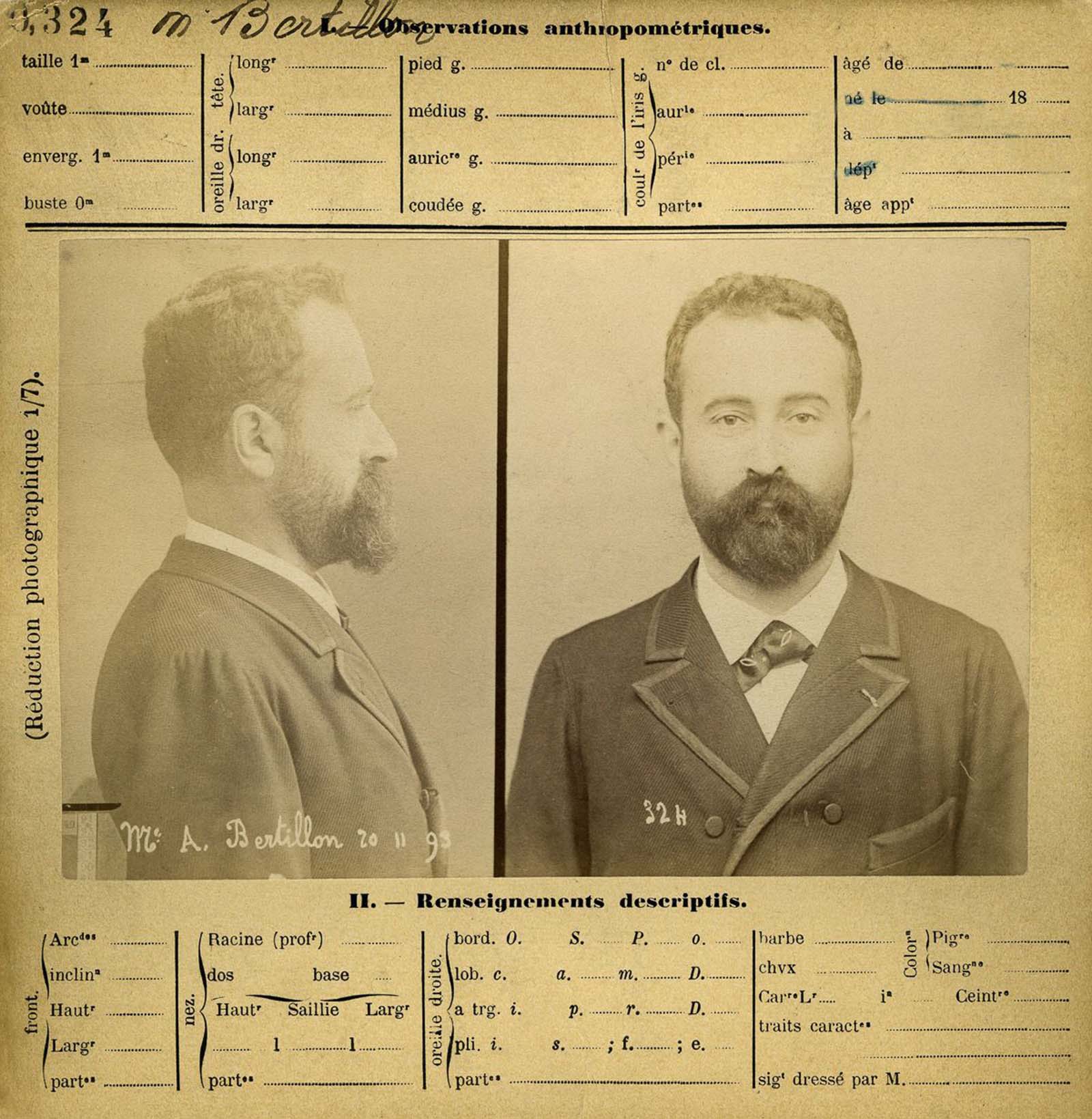 bertillon system rare photographs