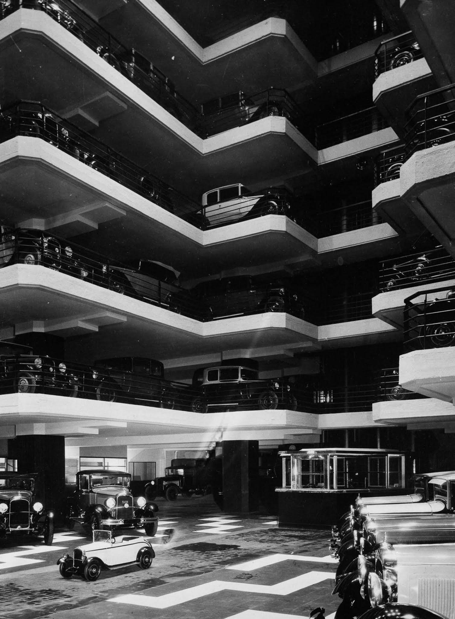 vintage photographs of early vertical parking garages