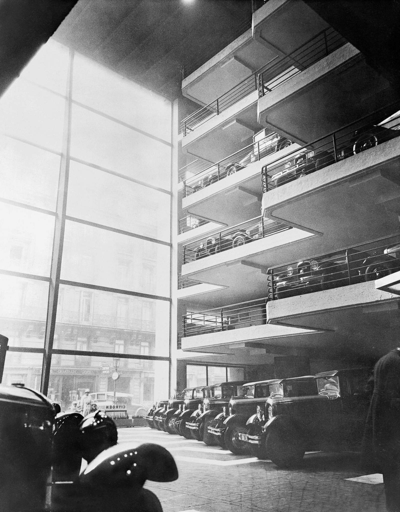 vintage photographs of early vertical parking garages