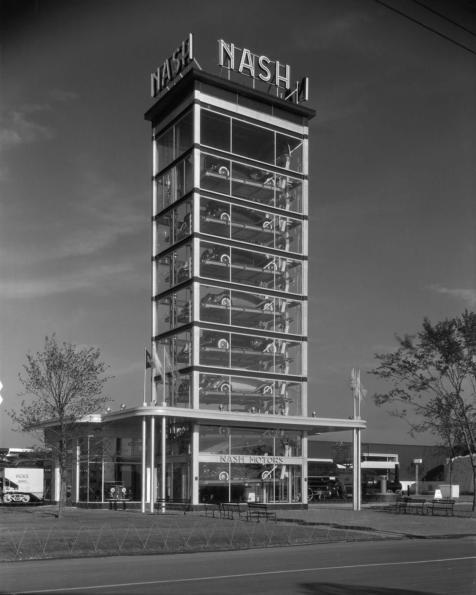 vintage photographs of early vertical parking garages