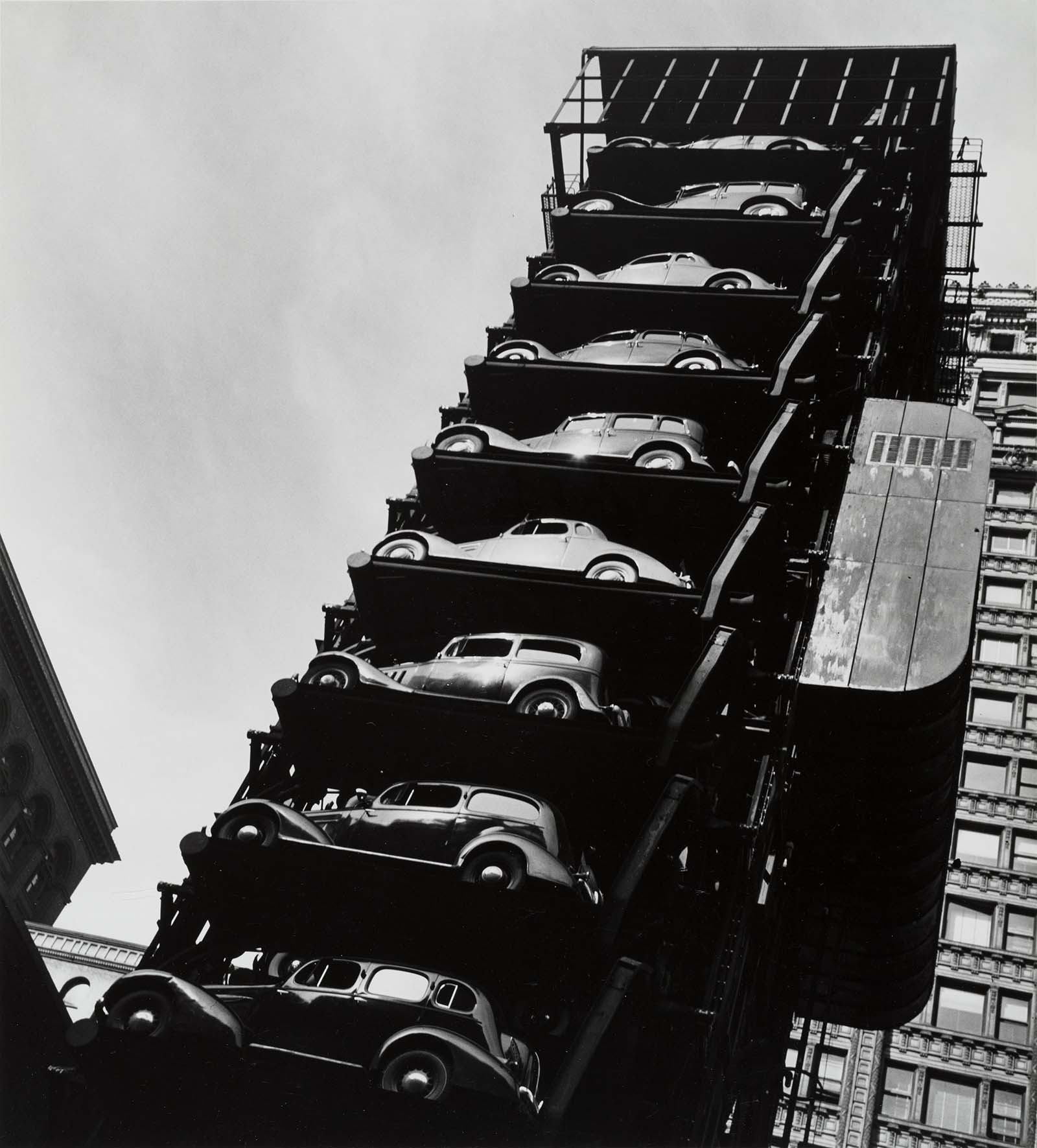 vintage photographs of early vertical parking garages
