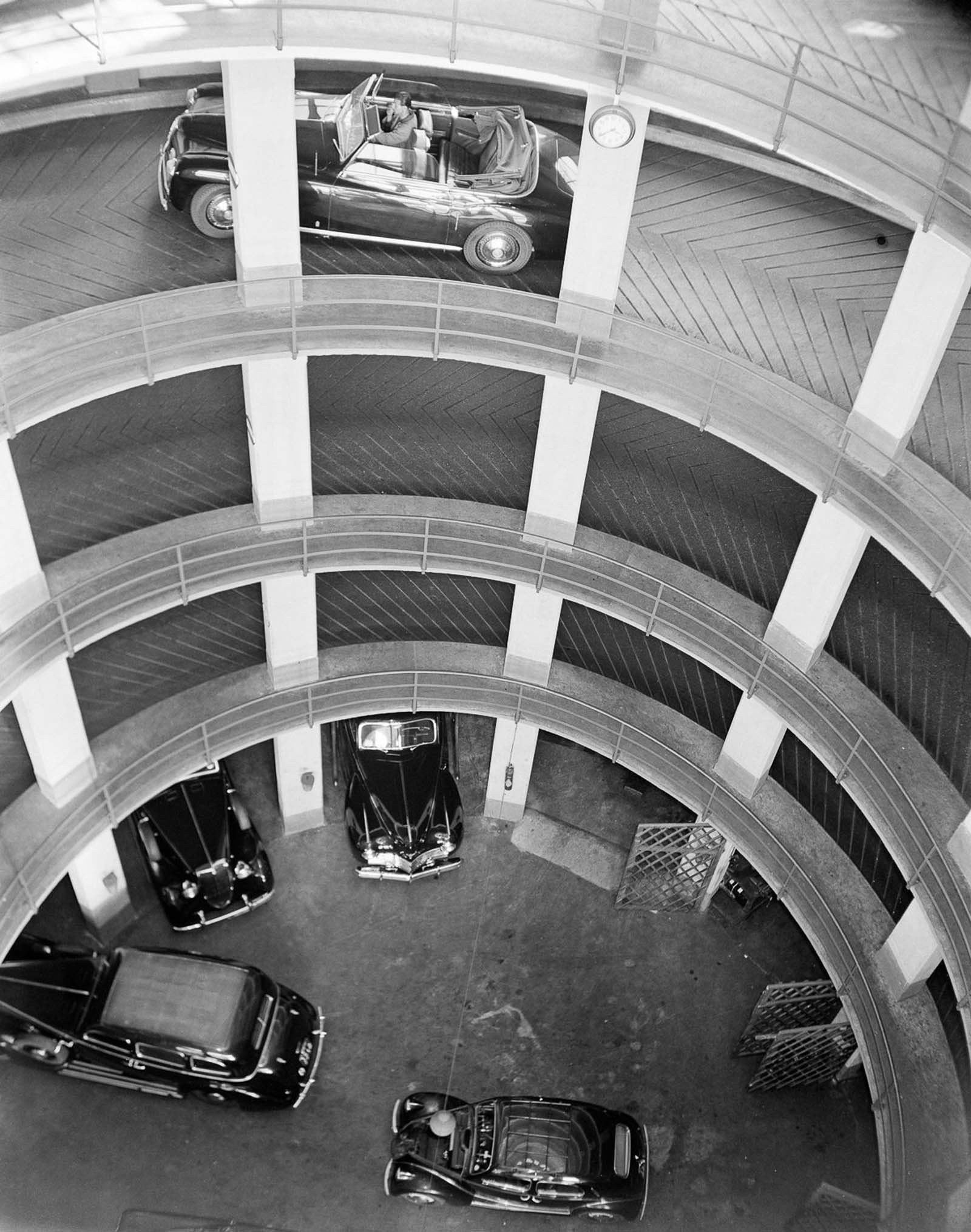 vintage photographs of early vertical parking garages