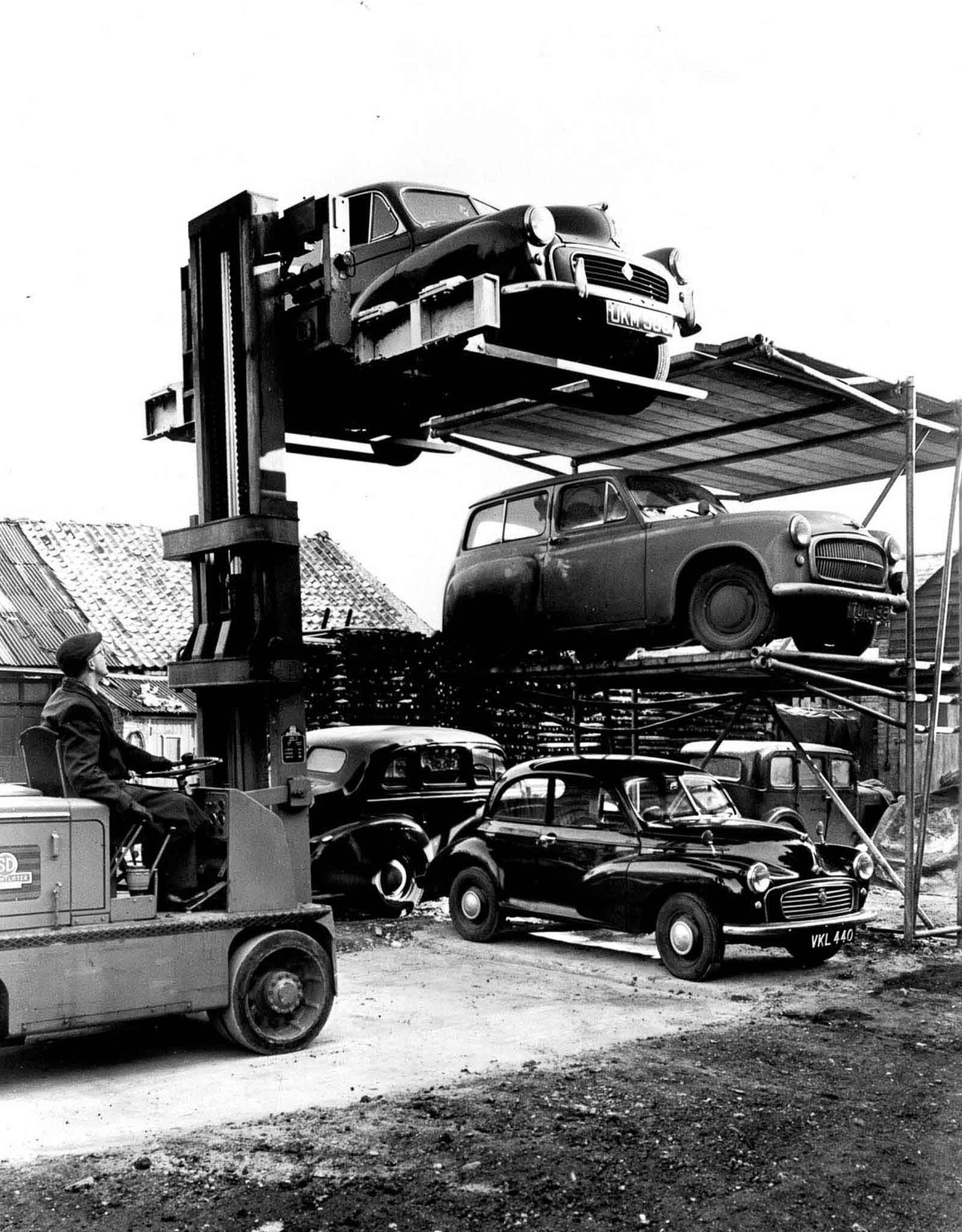 vintage photographs of early vertical parking garages