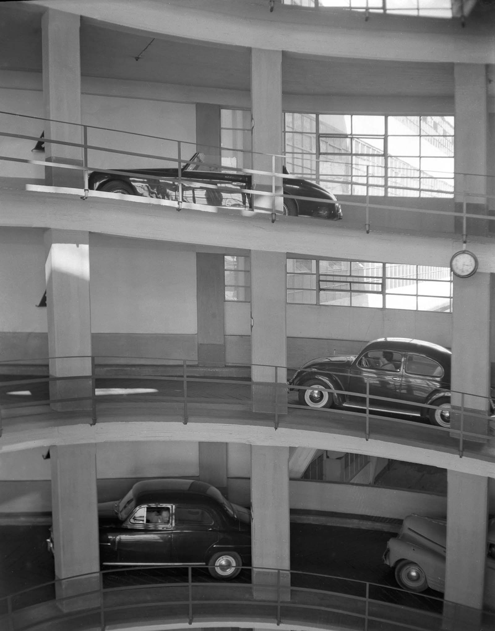 vintage photographs of early vertical parking garages