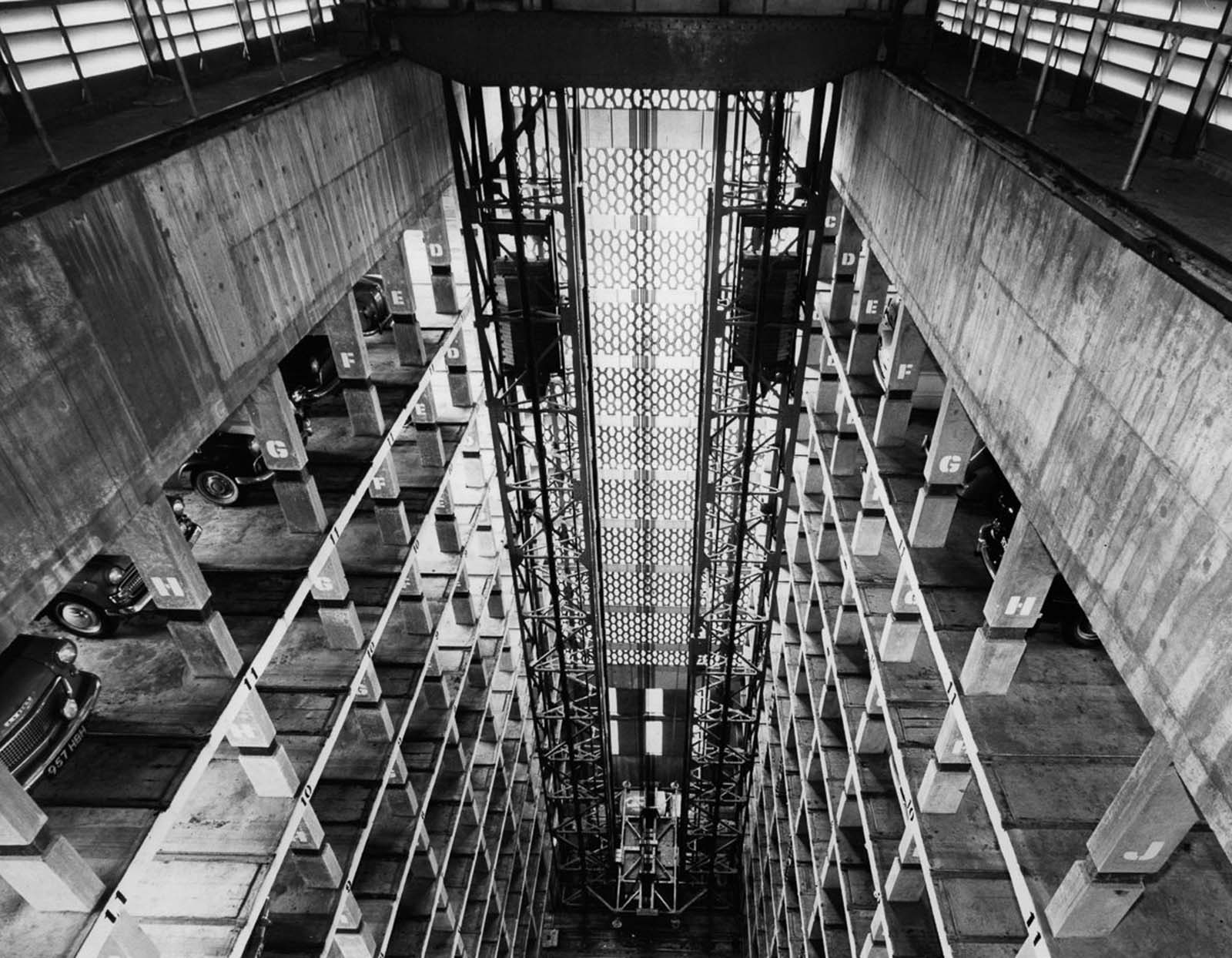 vintage photographs of early vertical parking garages