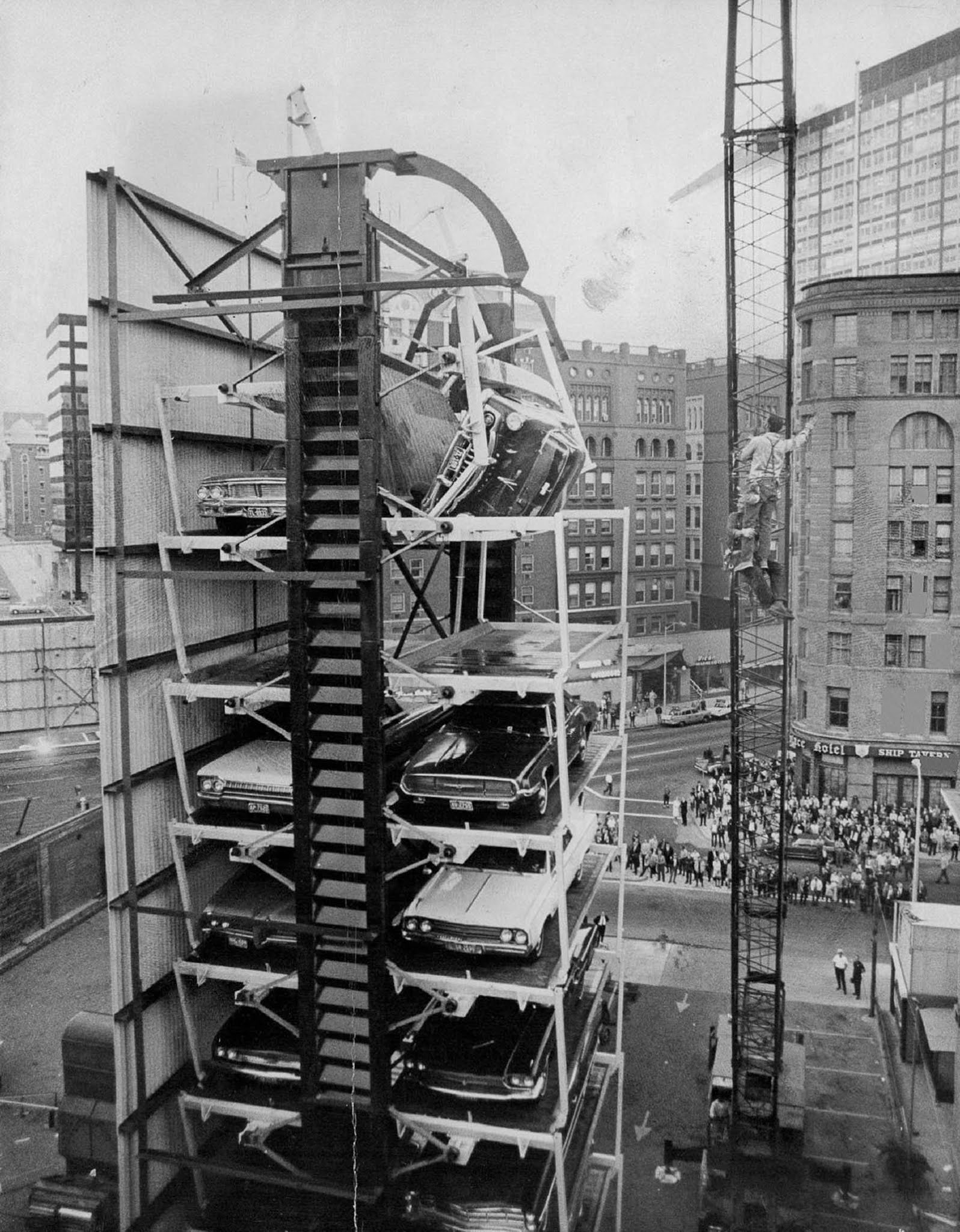 vintage photographs of early vertical parking garages