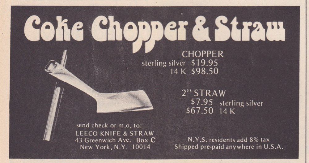 cocaine paraphernalia ads 1970s