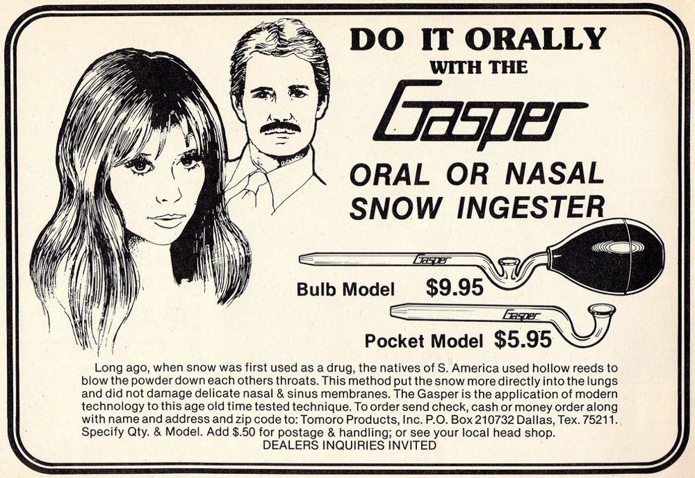 cocaine paraphernalia ads 1970s