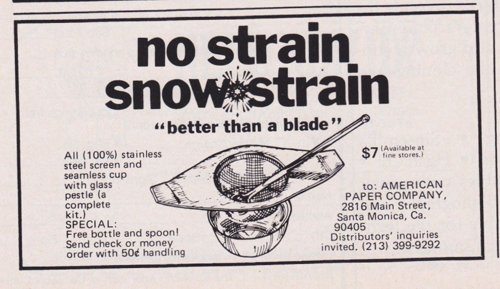 cocaine paraphernalia ads 1970s