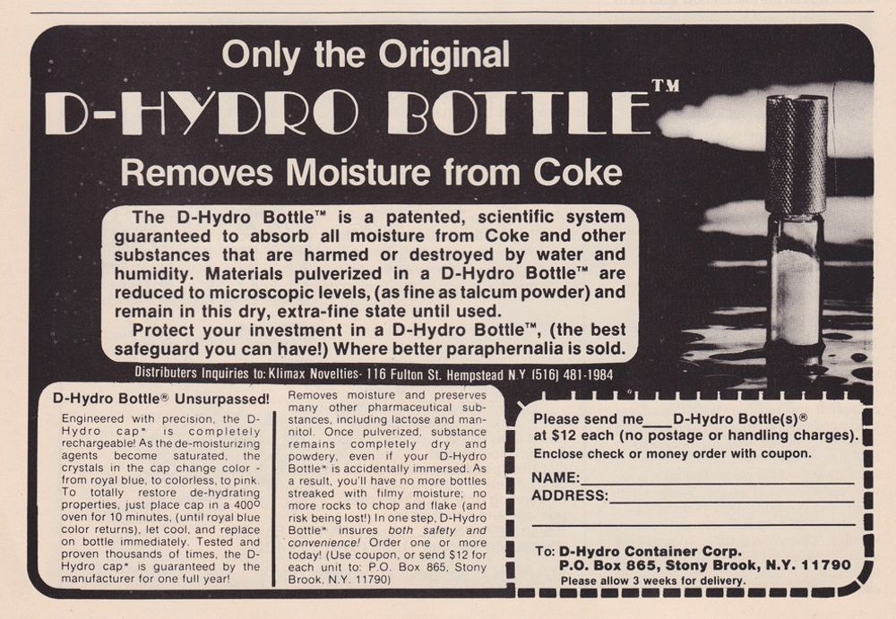 cocaine paraphernalia ads 1970s