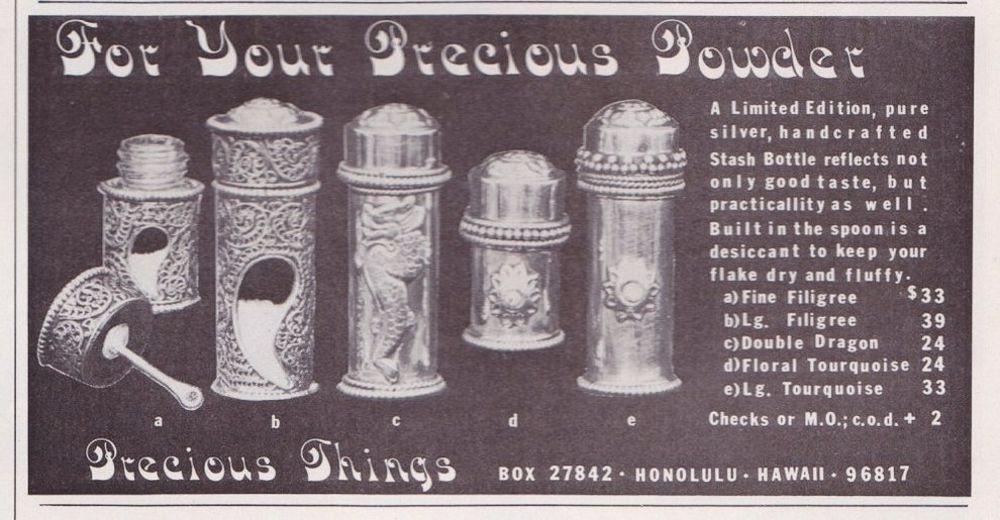 cocaine paraphernalia ads 1970s
