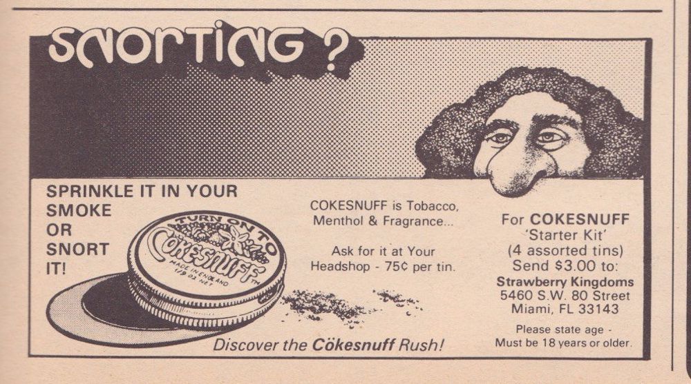 cocaine paraphernalia ads 1970s