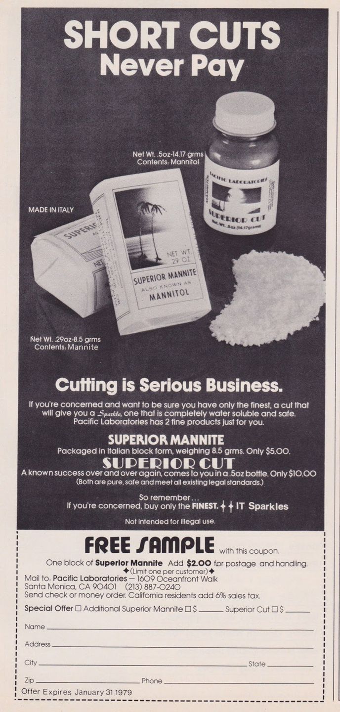 cocaine paraphernalia ads 1970s