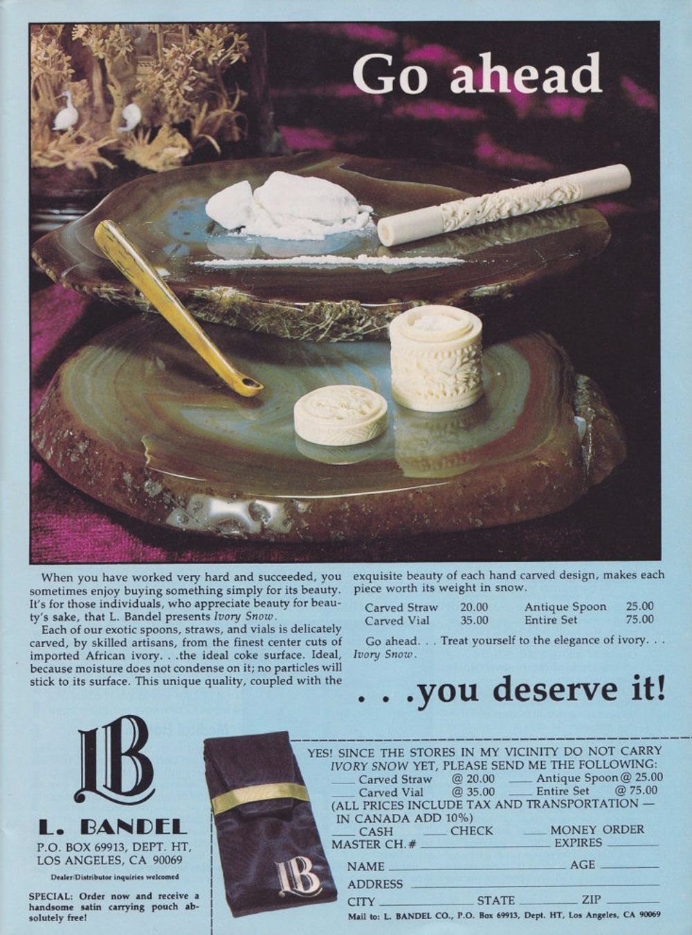 cocaine paraphernalia ads 1970s