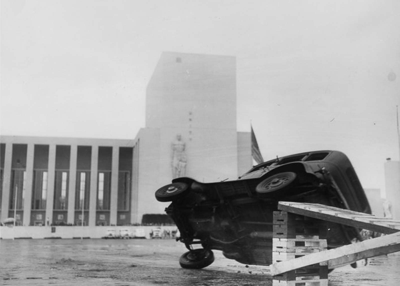 vintage photos stuntmen crashing cars