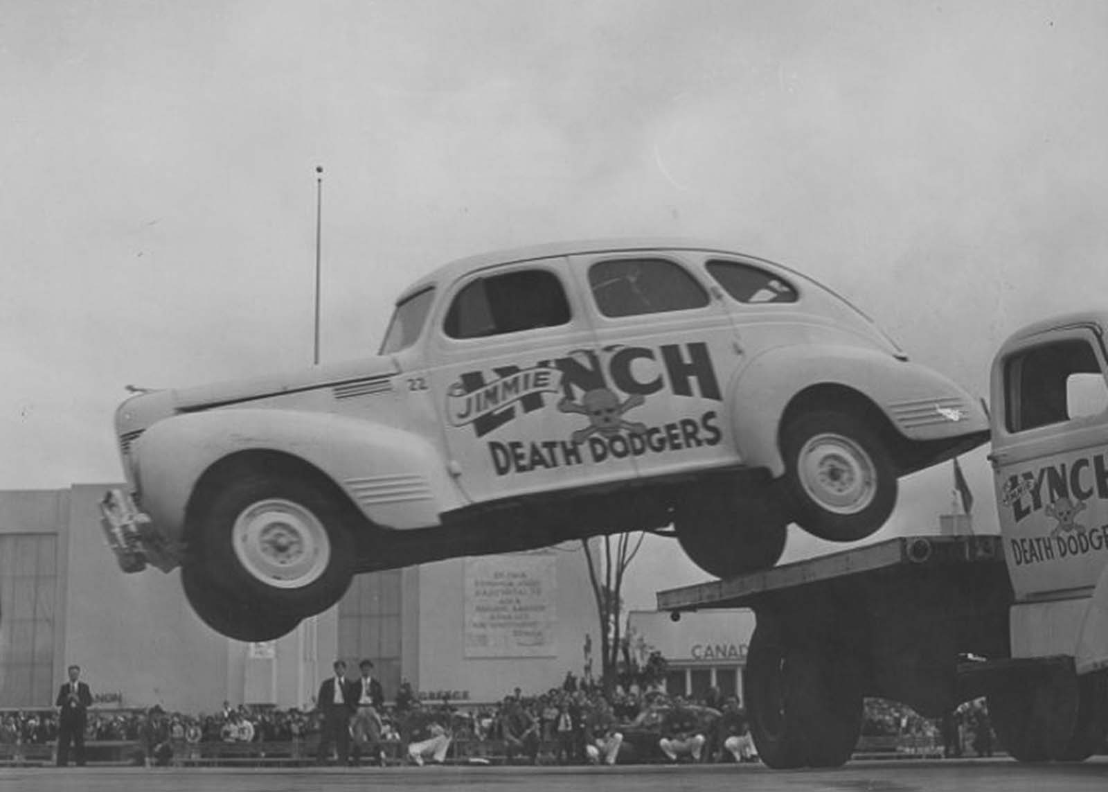 vintage photos stuntmen crashing cars
