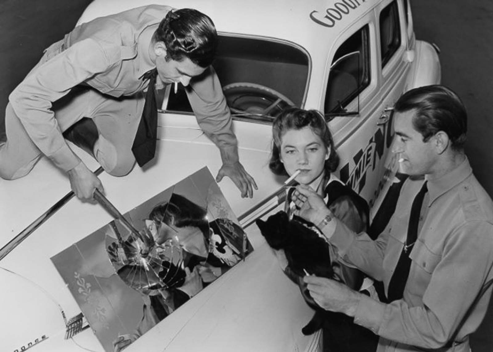 vintage photos stuntmen crashing cars