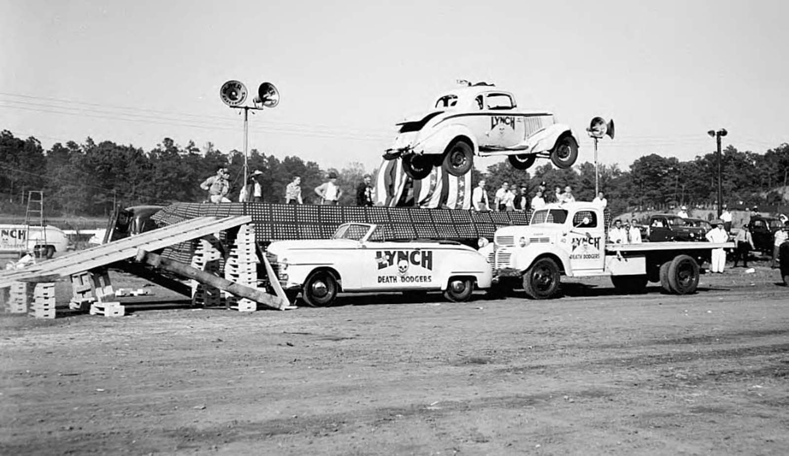 vintage photos stuntmen crashing cars