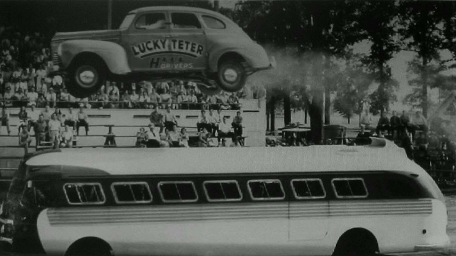 vintage photos stuntmen crashing cars