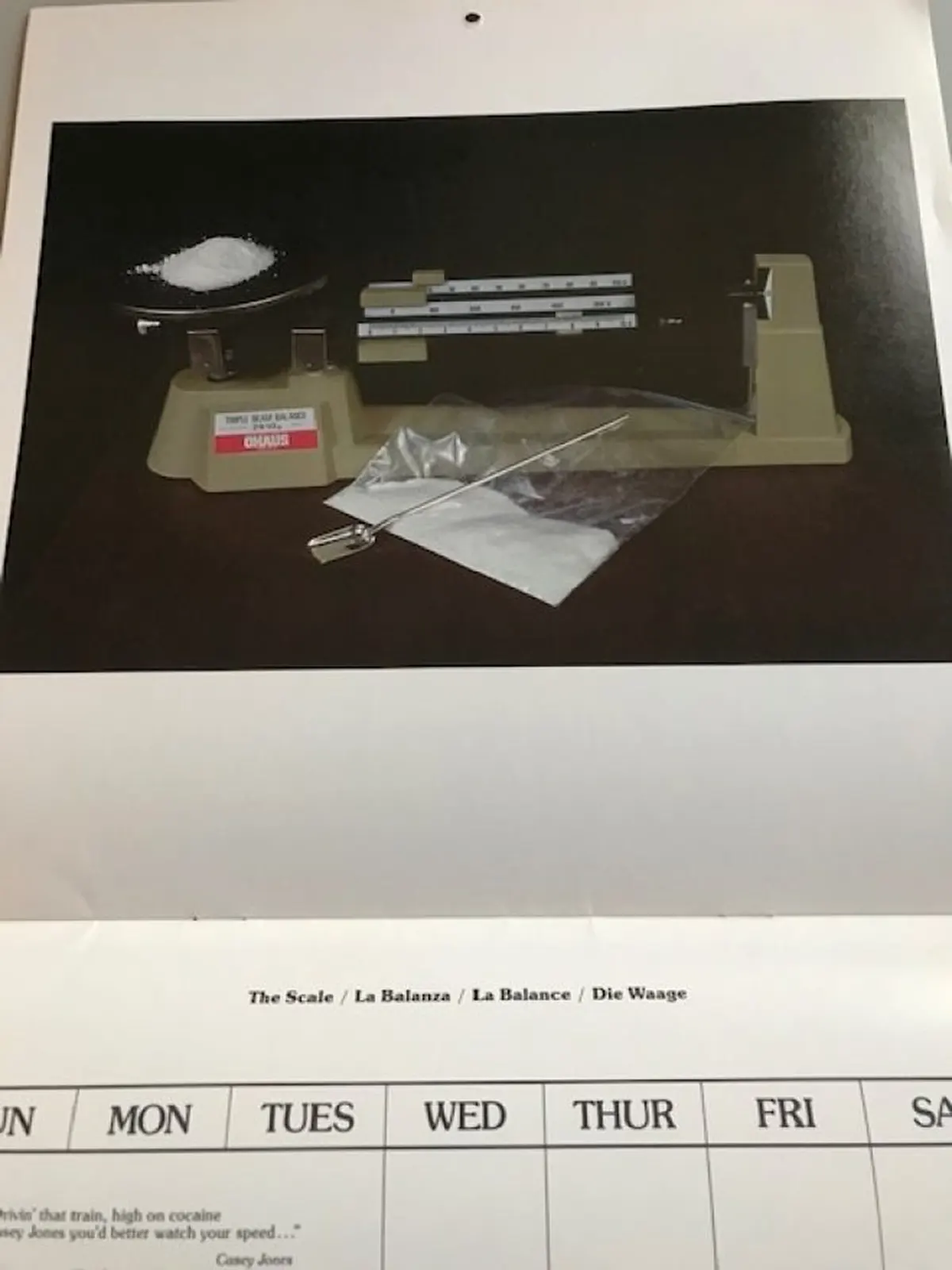 the 1979 cocaine calendar
