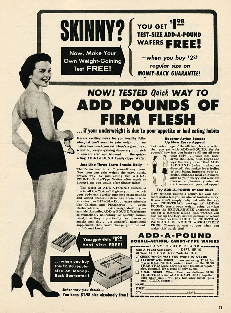 weight gain vintage ads