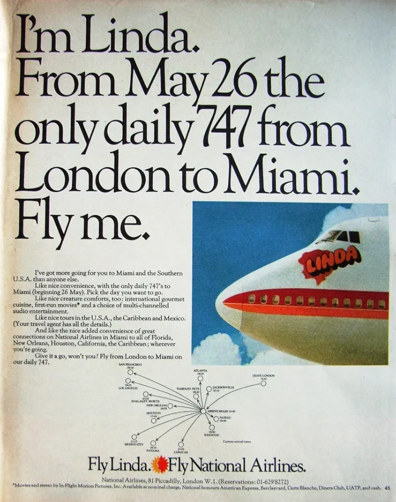 fly me ad campaign photos national airlines