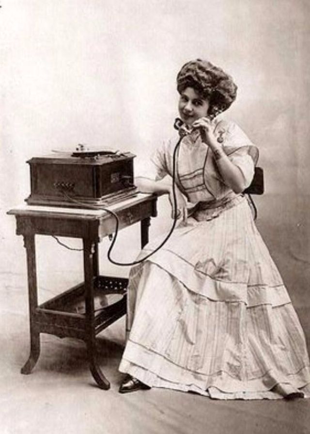 Old Photos of People Talking on Telephones