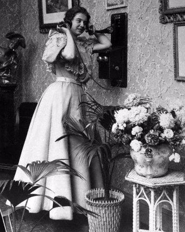 Old Photos of People Talking on Telephones