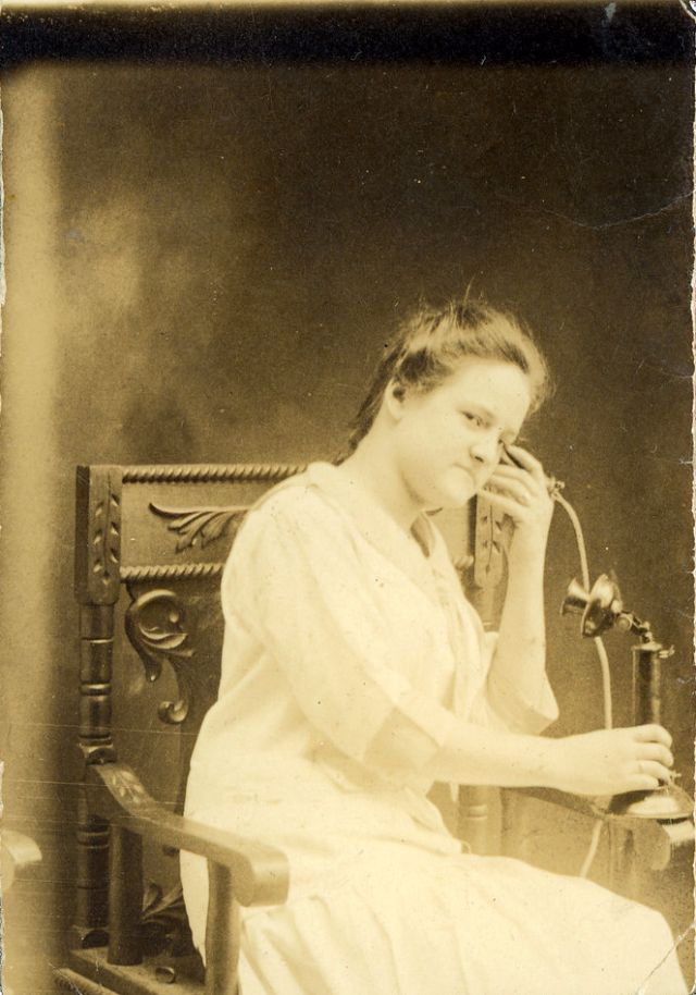 Old Photos of People Talking on Telephones