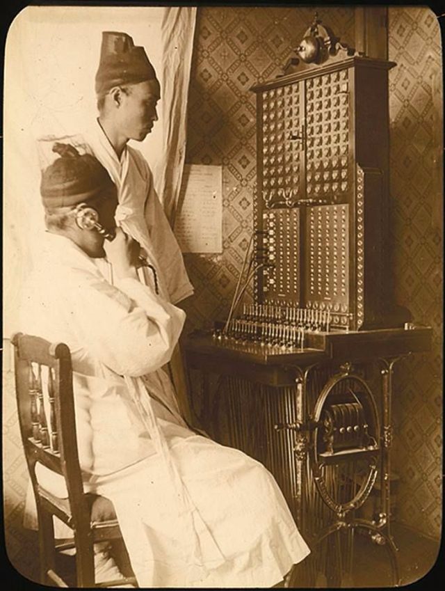 Old Photos of People Talking on Telephones