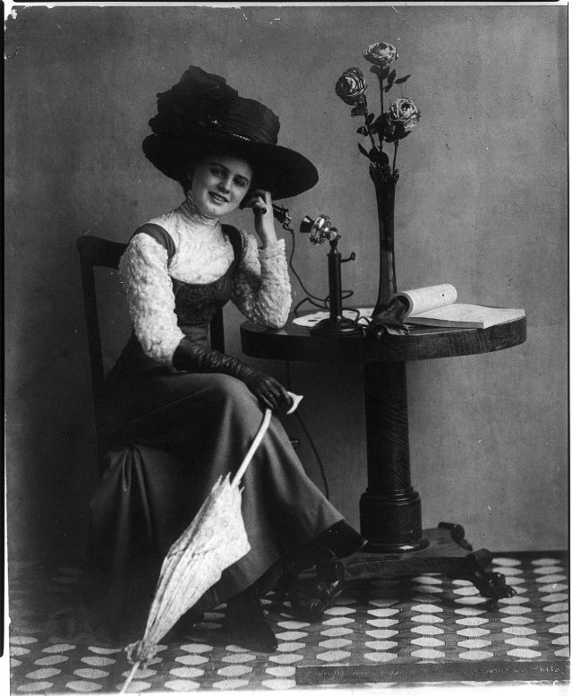Old Photos of People Talking on Telephones
