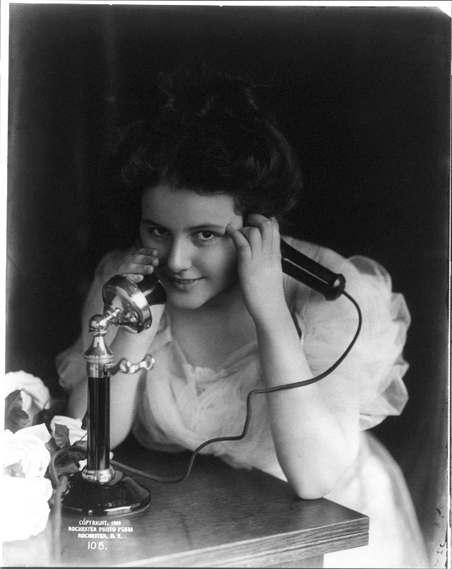 Old Photos of People Talking on Telephones