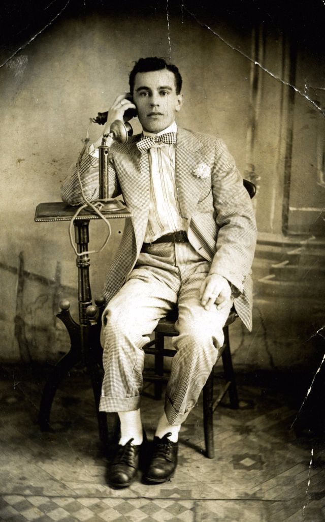 Old Photos of People Talking on Telephones