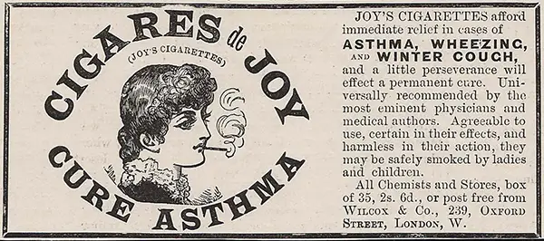 "Cigares de Joy Cure Asthma"