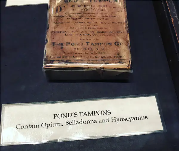 Pond’s Tampon. (Photo from Pharmacy Museum in New Orleans).
