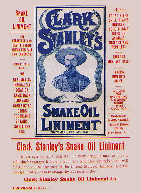 Advertisement of Clark Stanley's Snake Oil.