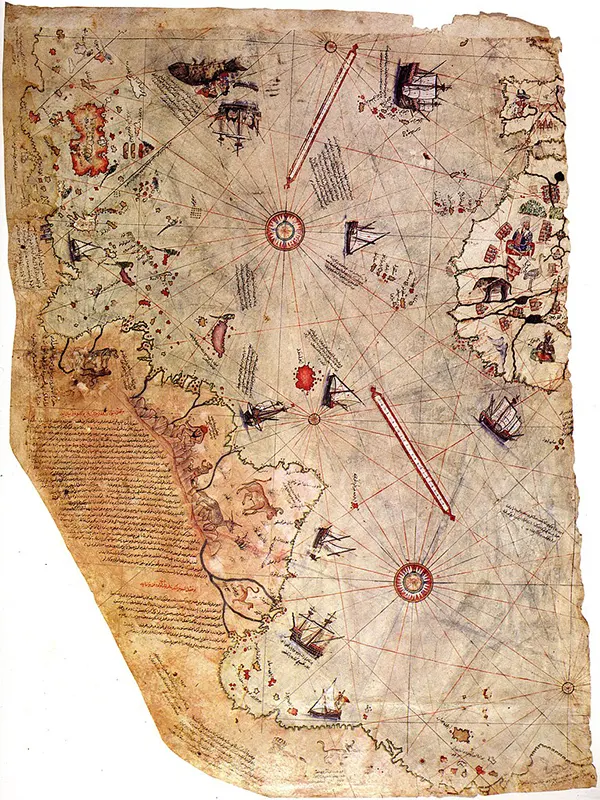 Surviving fragment of the Piri Reis map.