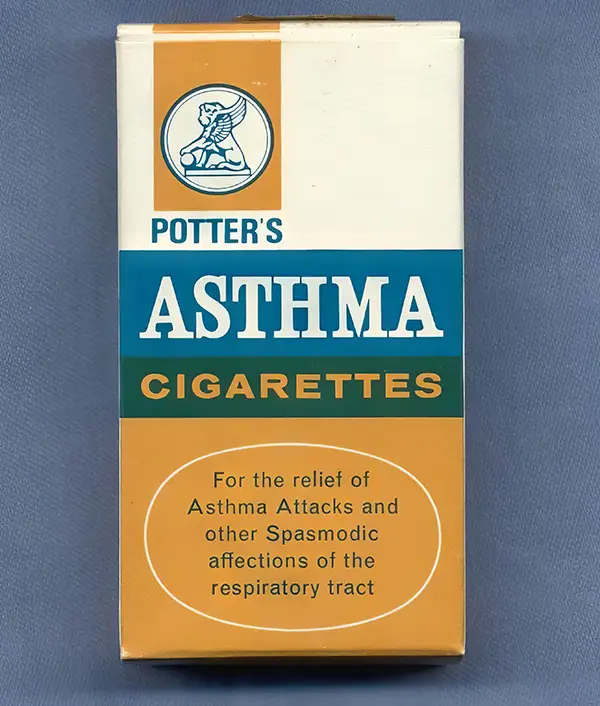 Potter's Asthma Cigarettes: "For the relief of Asthma Attacks and other Spasmodic affections of the respiratory tract"