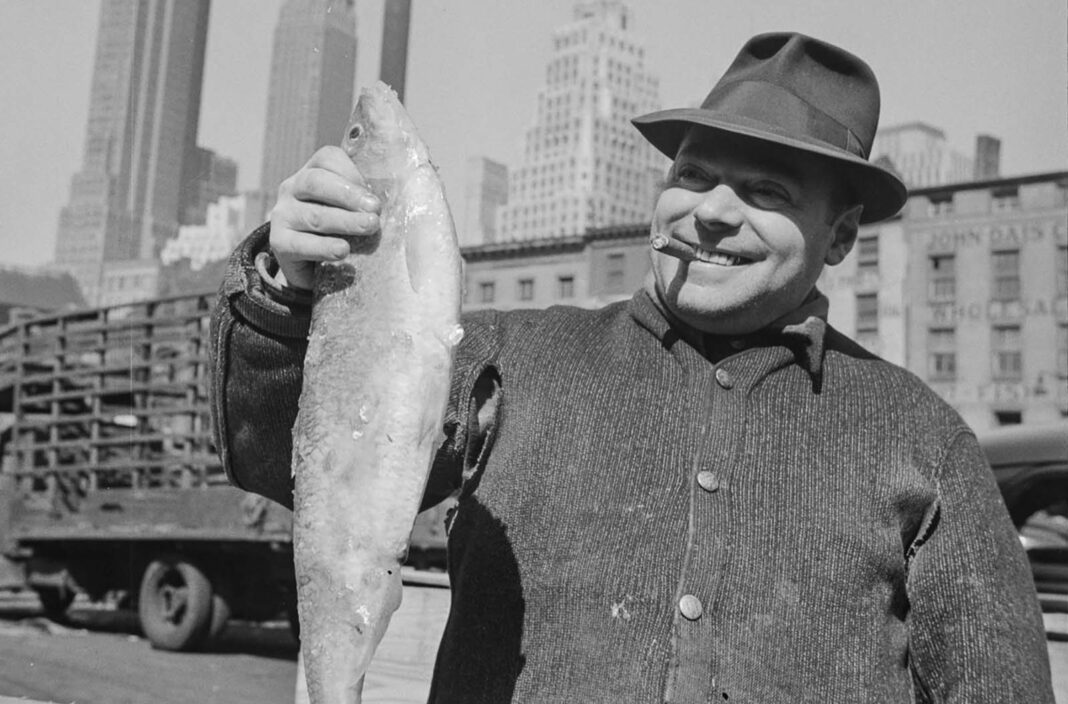 A day from the original Fulton Fish Market in Manhattan, 1943
