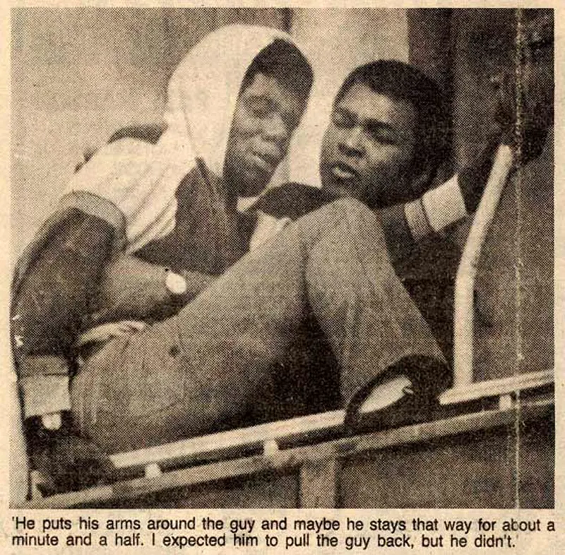 Muhammad Ali Stopping a Suicidal Man from Leaping to His Death, 1981